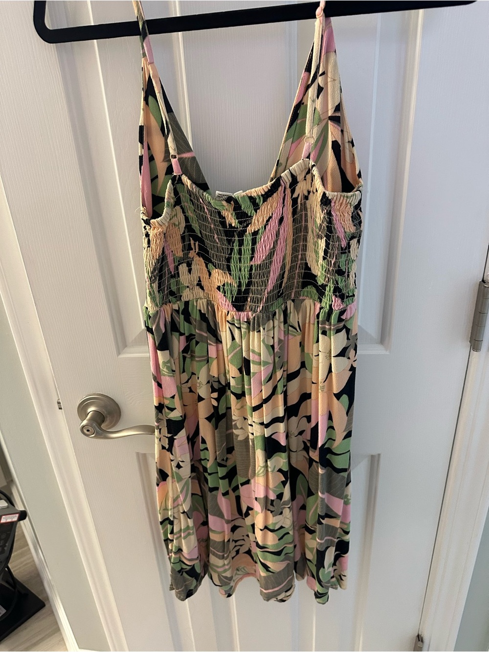 Roxy Floral Tropical Mini Dress in Pink, Green, Black, Cream - Picture 2 of 6
